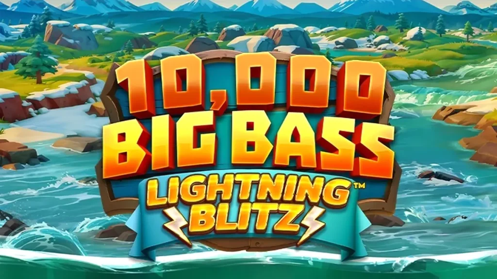 Tampilan layar permainan slot 10,000 Big Bass Lightning Blitz dengan nuansa retro